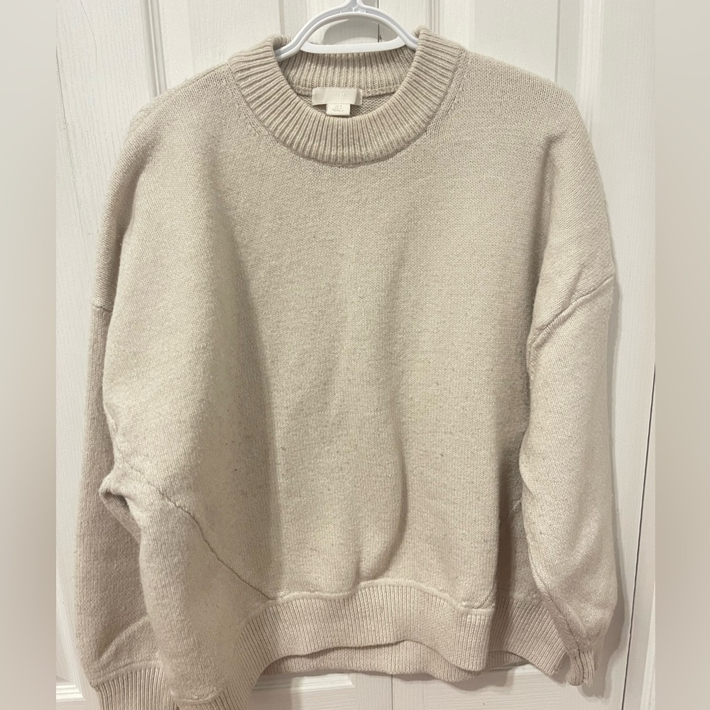 H&M Cream Ribbed Knit Sweater